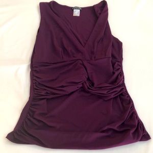 Sleeveless purple ruched top